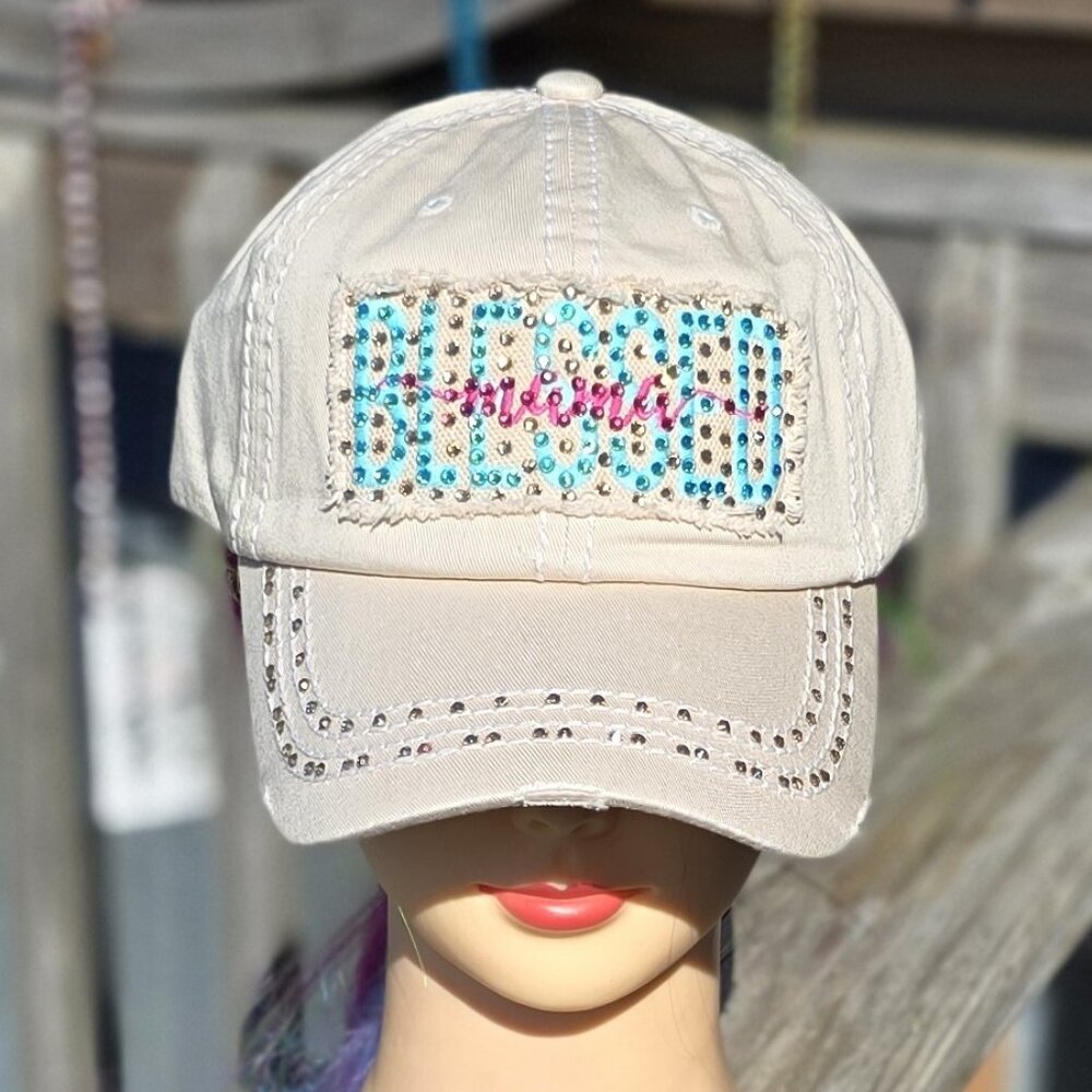 Ladies Stone Blessed Mama BLING Hat NEW